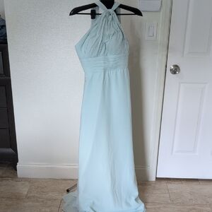 Green Ruched One Shoulder Gown for Wedding Guest